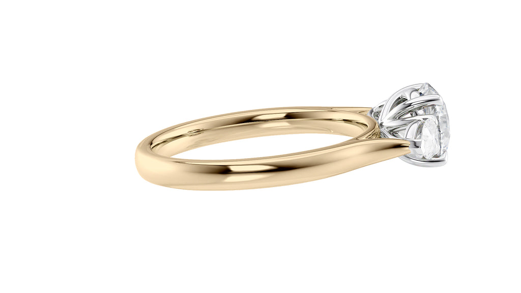 Round and Pear Cut Trilogy Diamond Engagement Ring