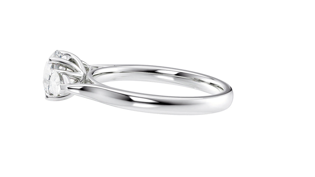 Round and Pear Cut Trilogy Diamond Engagement Ring