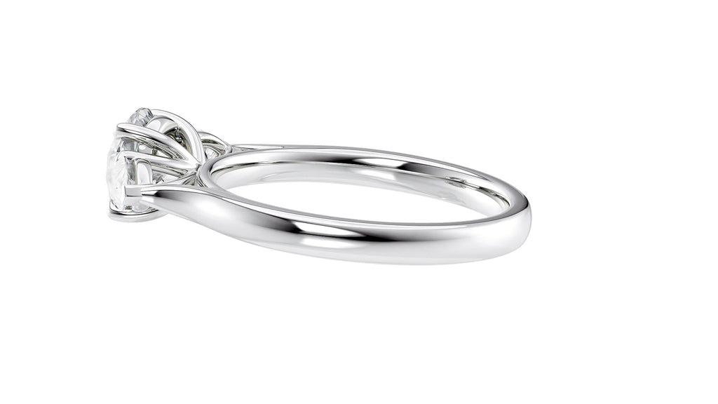 Round and Pear Cut Trilogy Diamond Engagement Ring