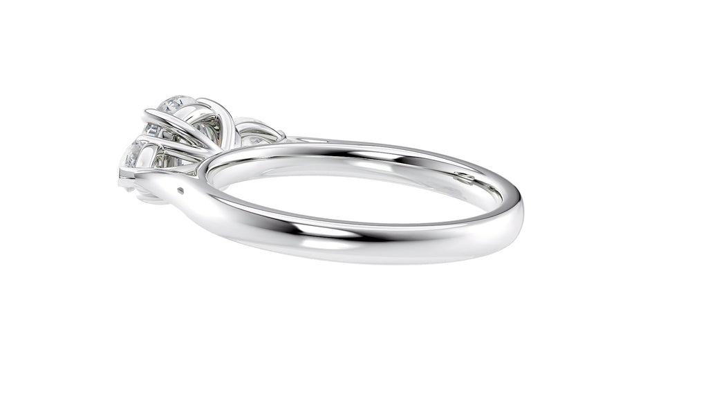 Round and Pear Cut Trilogy Diamond Engagement Ring