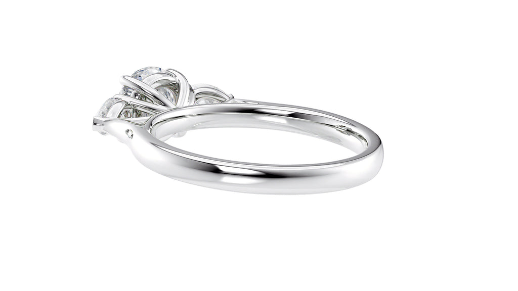 Round and Pear Cut Trilogy Diamond Engagement Ring