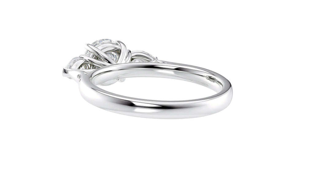 Round and Pear Cut Trilogy Diamond Engagement Ring