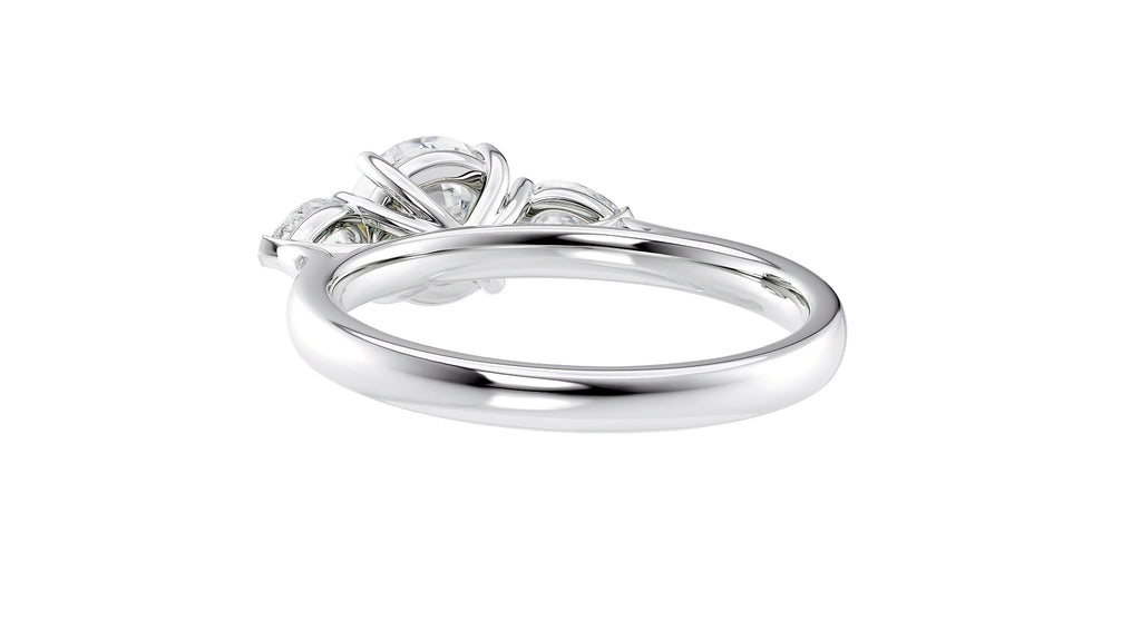 Round and Pear Cut Trilogy Diamond Engagement Ring