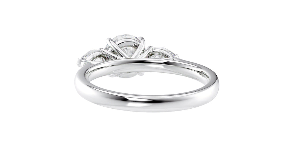 Round and Pear Cut Trilogy Diamond Engagement Ring
