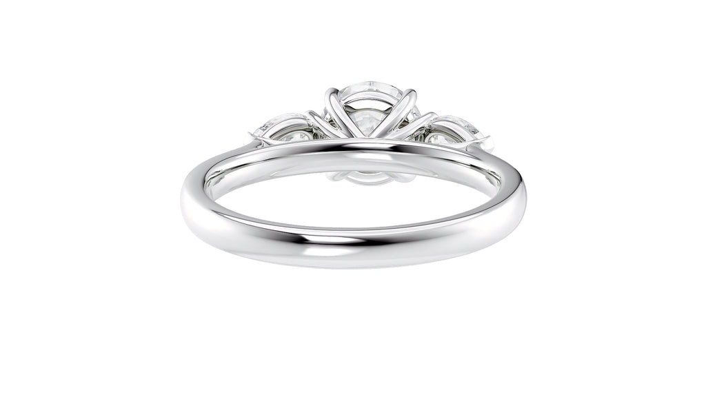 Round and Pear Cut Trilogy Diamond Engagement Ring