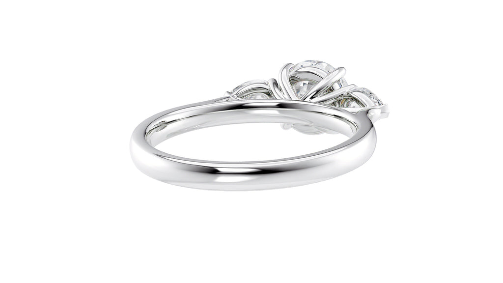 Round and Pear Cut Trilogy Diamond Engagement Ring