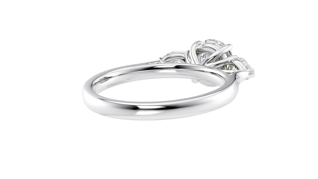Round and Pear Cut Trilogy Diamond Engagement Ring