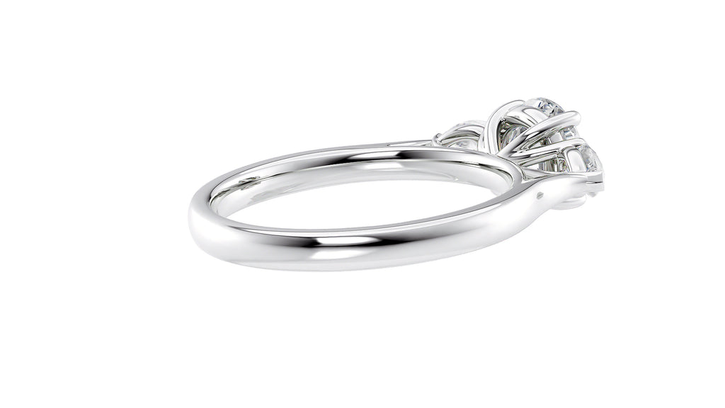 Round and Pear Cut Trilogy Diamond Engagement Ring