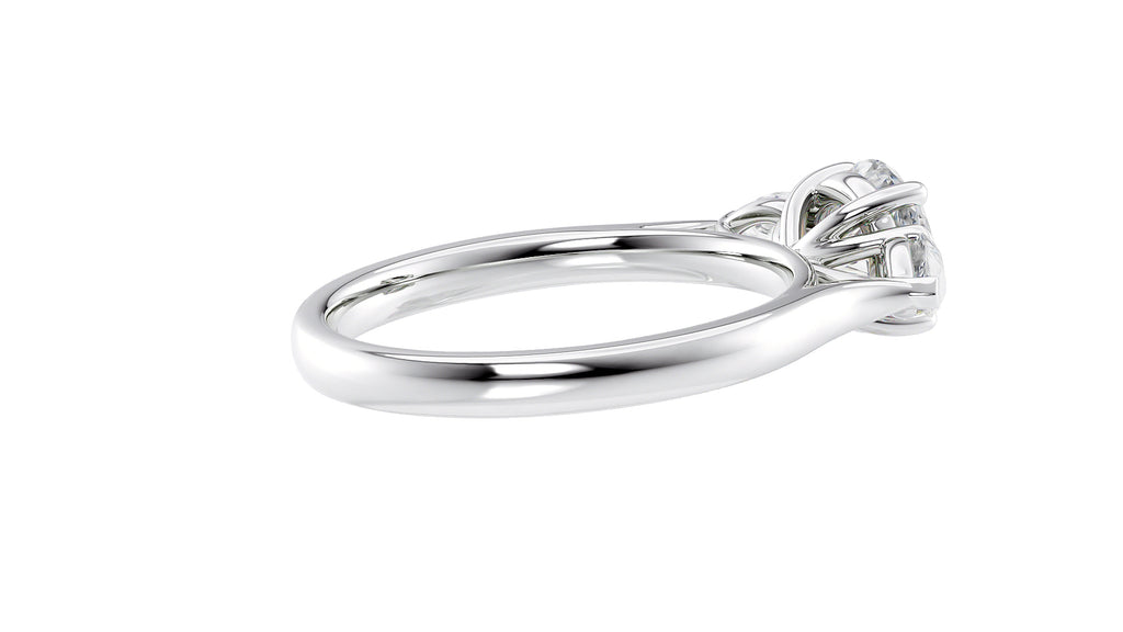 Round and Pear Cut Trilogy Diamond Engagement Ring