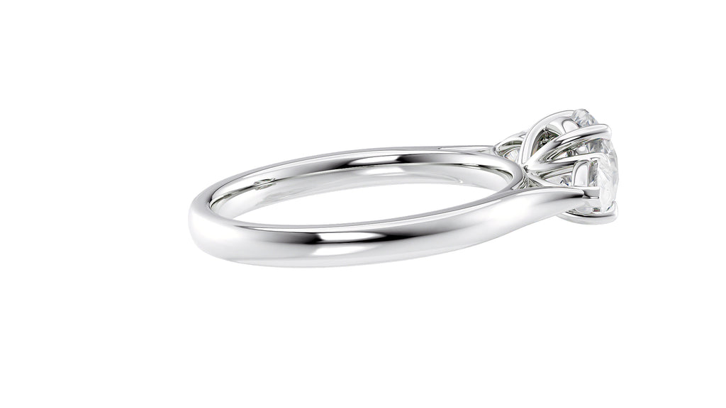 Round and Pear Cut Trilogy Diamond Engagement Ring