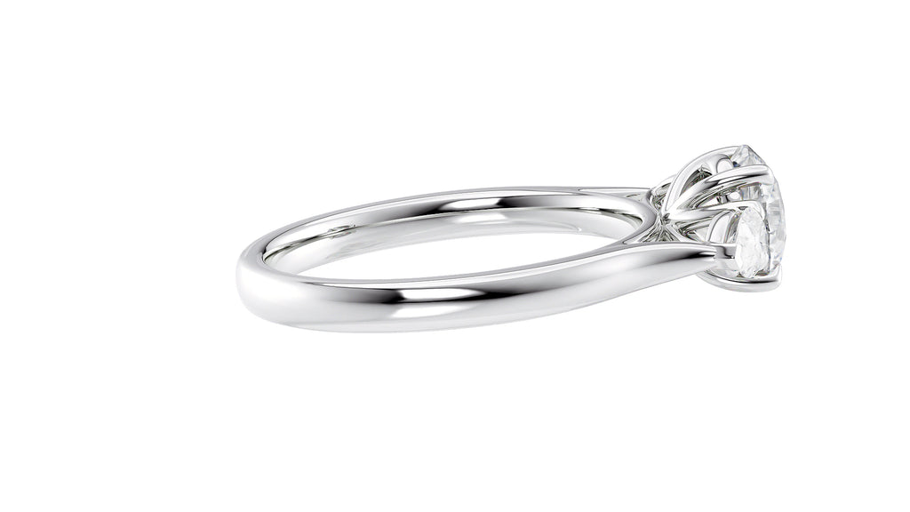 Round and Pear Cut Trilogy Diamond Engagement Ring