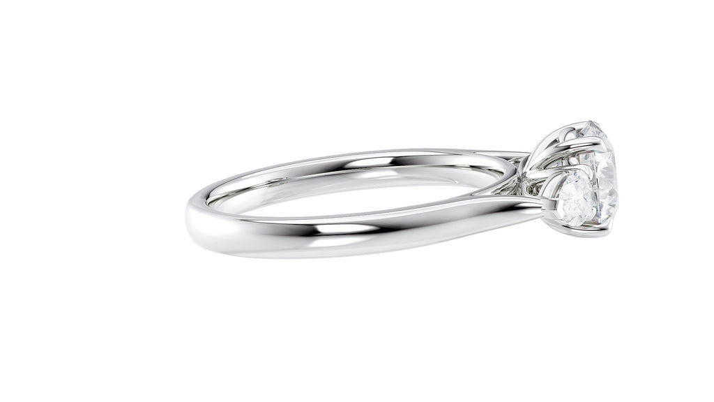 Round and Pear Cut Trilogy Diamond Engagement Ring