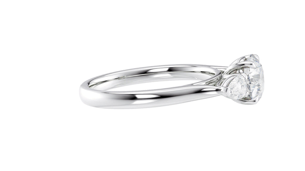 Round and Pear Cut Trilogy Diamond Engagement Ring