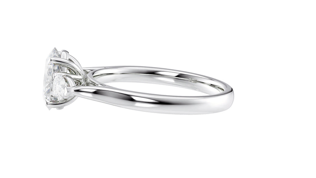 Oval & Pear Cut Trilogy Diamond Engagement Ring