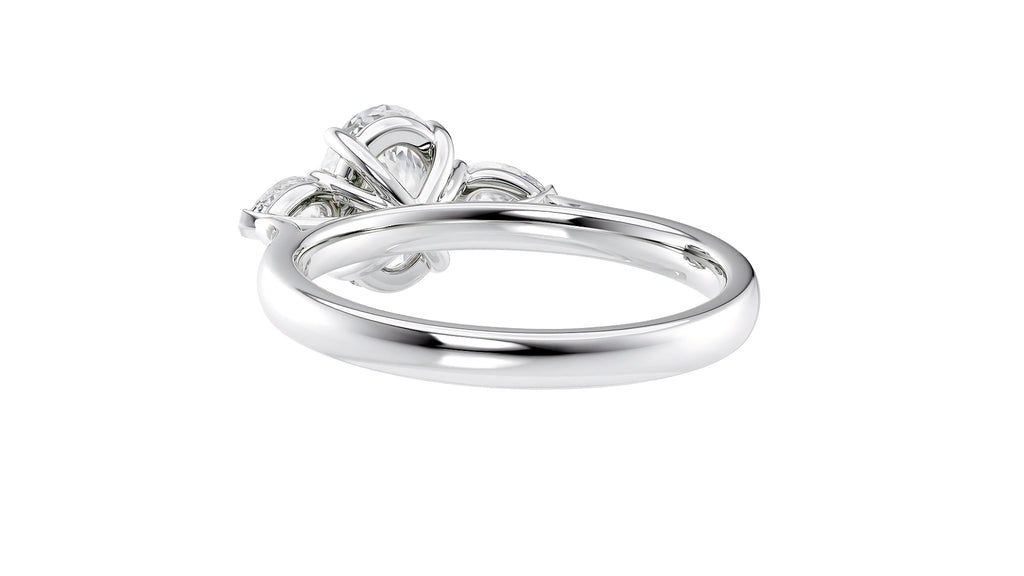 Oval & Pear Cut Trilogy Diamond Engagement Ring