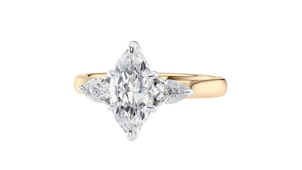 Marquise & Pear Cut 3 Stone Diamond Engagement Ring