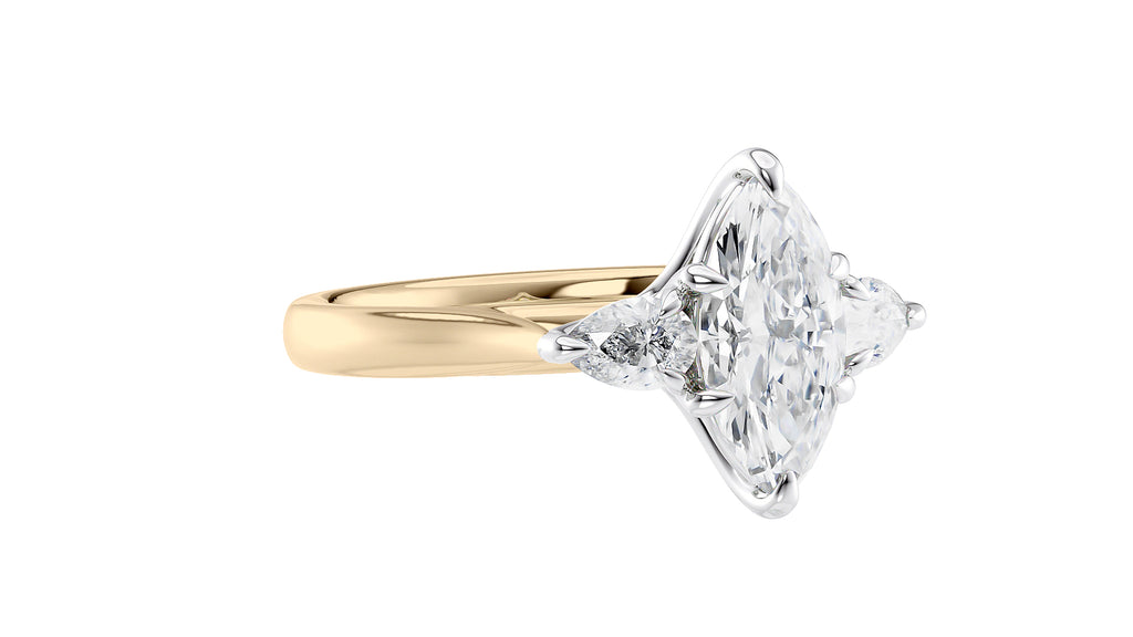 Marquise & Pear Cut 3 Stone Diamond Engagement Ring
