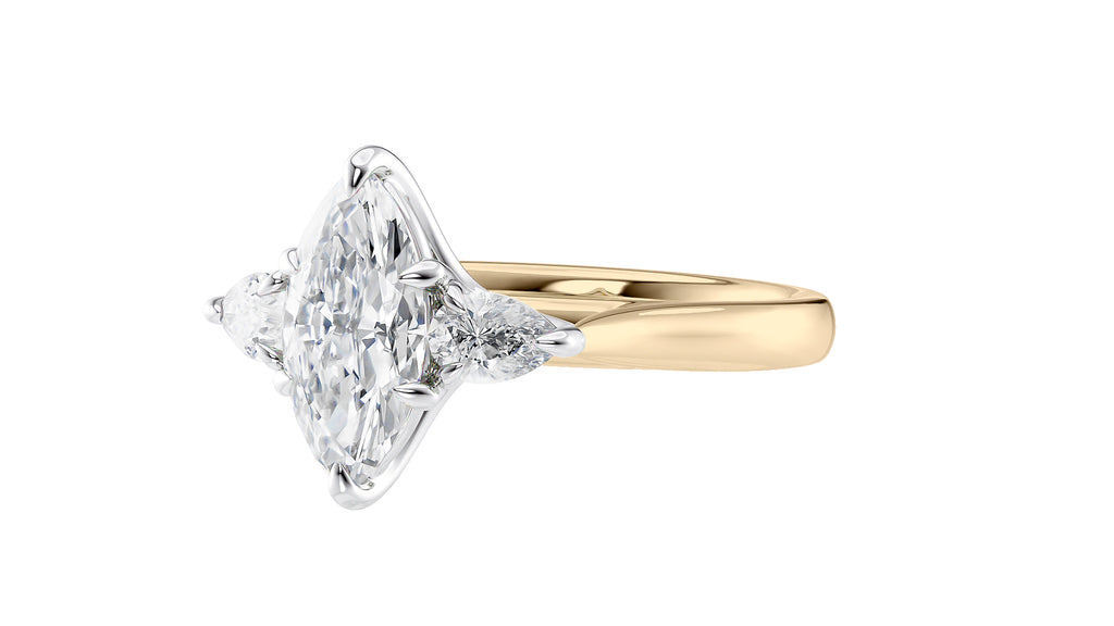 Marquise & Pear Cut 3 Stone Diamond Engagement Ring