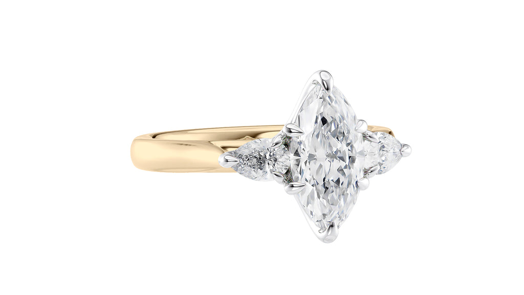 Marquise & Pear Cut 3 Stone Diamond Engagement Ring