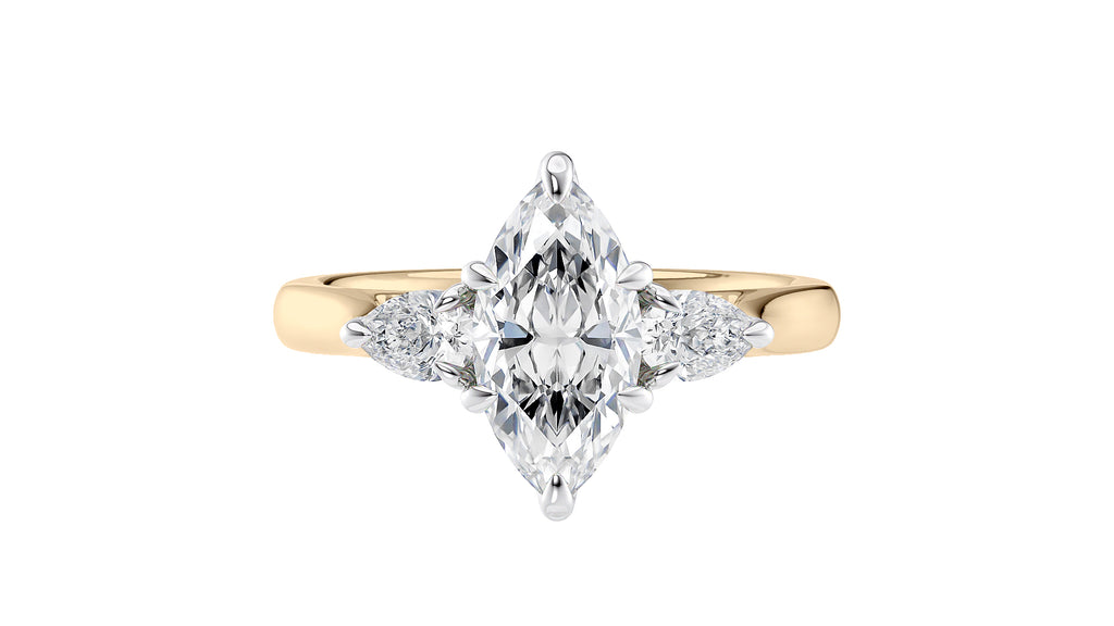 Marquise & Pear Cut 3 Stone Diamond Engagement Ring