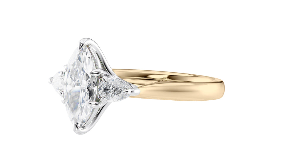 Marquise & Pear Cut 3 Stone Diamond Engagement Ring