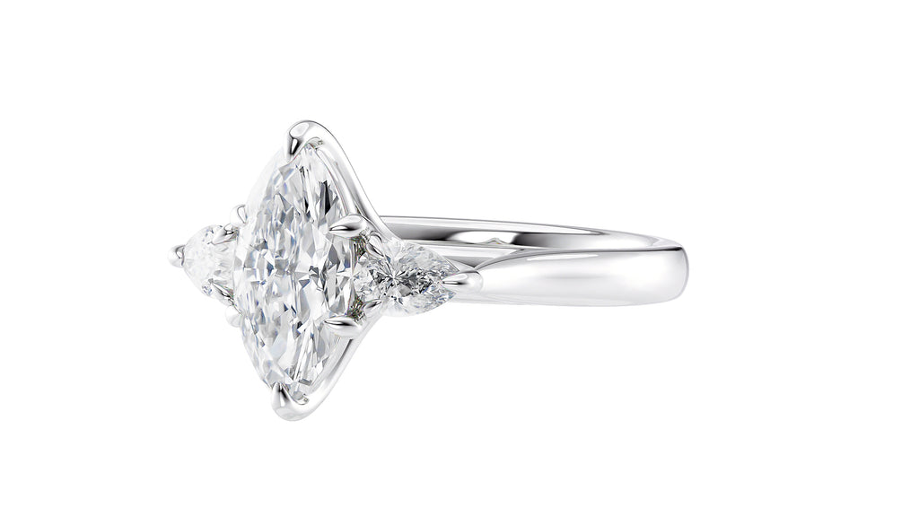 Marquise & Pear Cut 3 Stone Diamond Engagement Ring