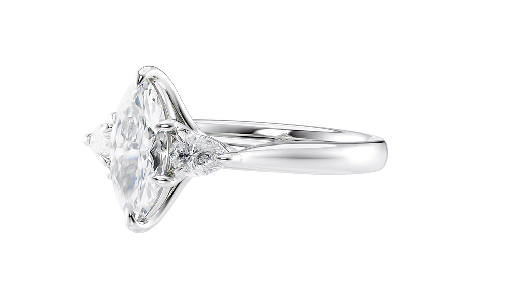 Marquise & Pear Cut 3 Stone Diamond Engagement Ring