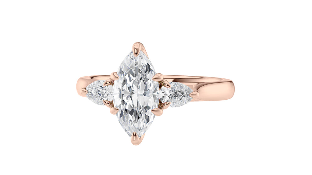 Marquise & Pear Cut 3 Stone Diamond Engagement Ring