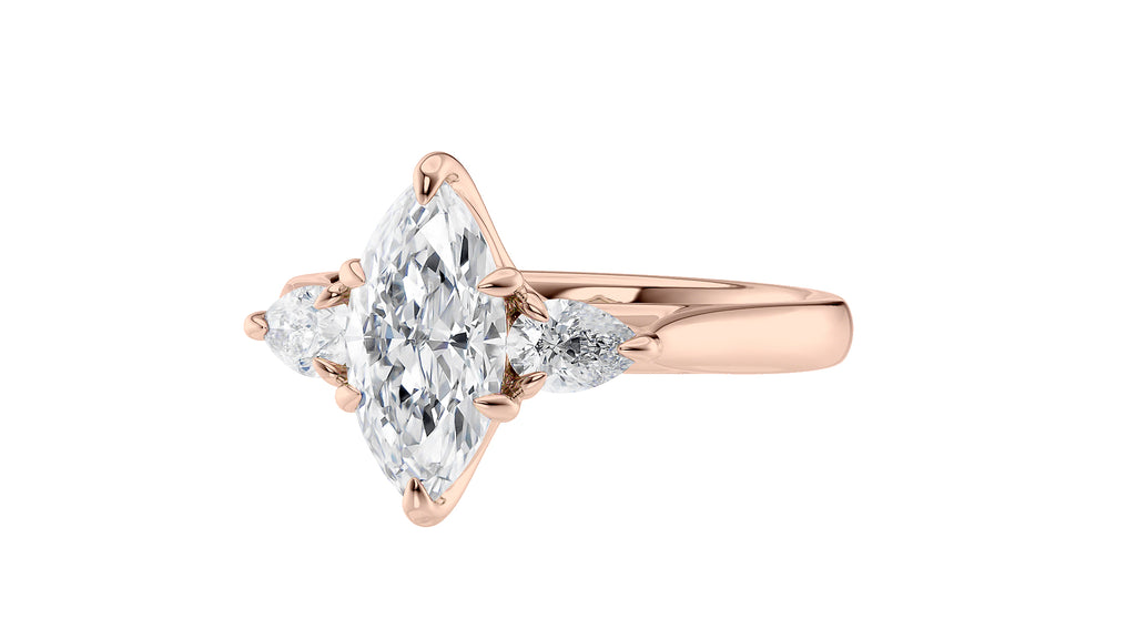 Marquise & Pear Cut 3 Stone Diamond Engagement Ring