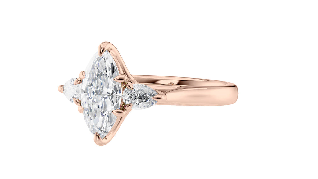 Marquise & Pear Cut 3 Stone Diamond Engagement Ring
