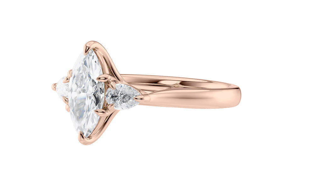 Marquise & Pear Cut 3 Stone Diamond Engagement Ring