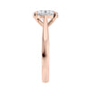 Mined diamond oval engagement ring rose gold end view.