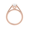 Mined diamond oval engagement ring rose gold side view.