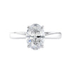 Mined diamond oval engagement ring white gold front view.