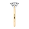 Yellow gold 6 claw solitaire diamond engagement ring end view.