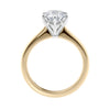 Yellow gold 6 claw solitaire diamond engagement ring side view.