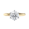 Yellow gold 6 claw solitaire diamond engagement ring front view.