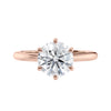 Rose gold 6 claw solitaire diamond engagement ring front view.