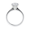 White gold 6 claw solitaire diamond engagement ring side view.
