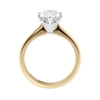 6 claw oval solitaire mined diamond engagement ring yellow gold side view.