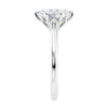 6 claw oval solitaire mined diamond engagement ring white gold end view.