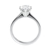 6 claw oval solitaire mined diamond engagement ring white gold side view.