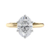 Oval shape lab grown diamond engagement ring 6 claws 18ct gold front view.