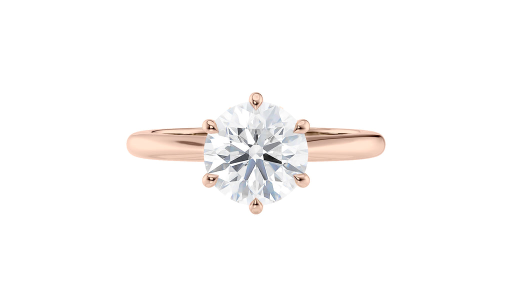 Round Solitaire 6 Claw Diamond Engagement Ring