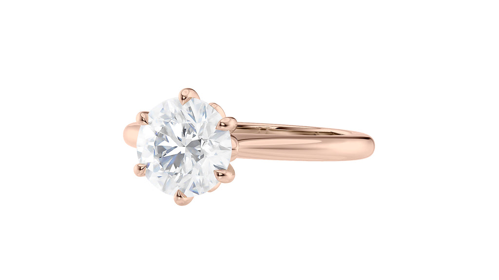 Round Solitaire 6 Claw Diamond Engagement Ring