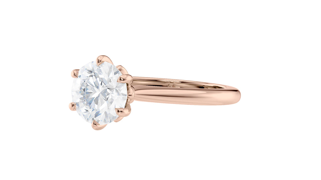 Round Solitaire 6 Claw Diamond Engagement Ring