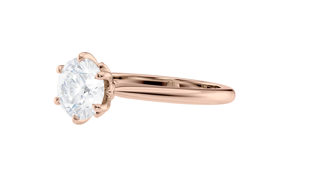 Round Solitaire 6 Claw Diamond Engagement Ring