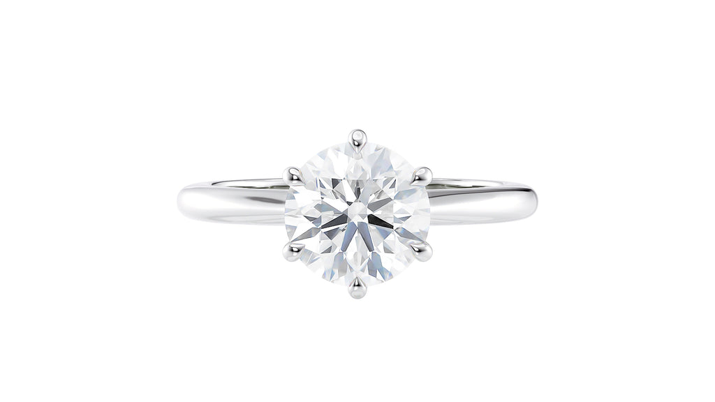 Round Solitaire 6 Claw Lab Grown Diamond Engagement Ring
