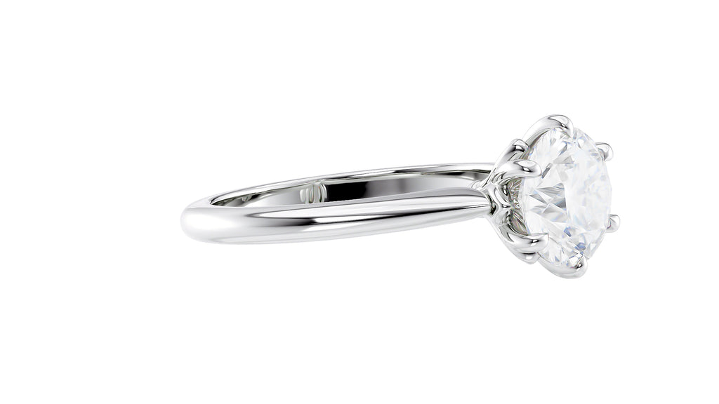 Round Solitaire 6 Claw Diamond Engagement Ring