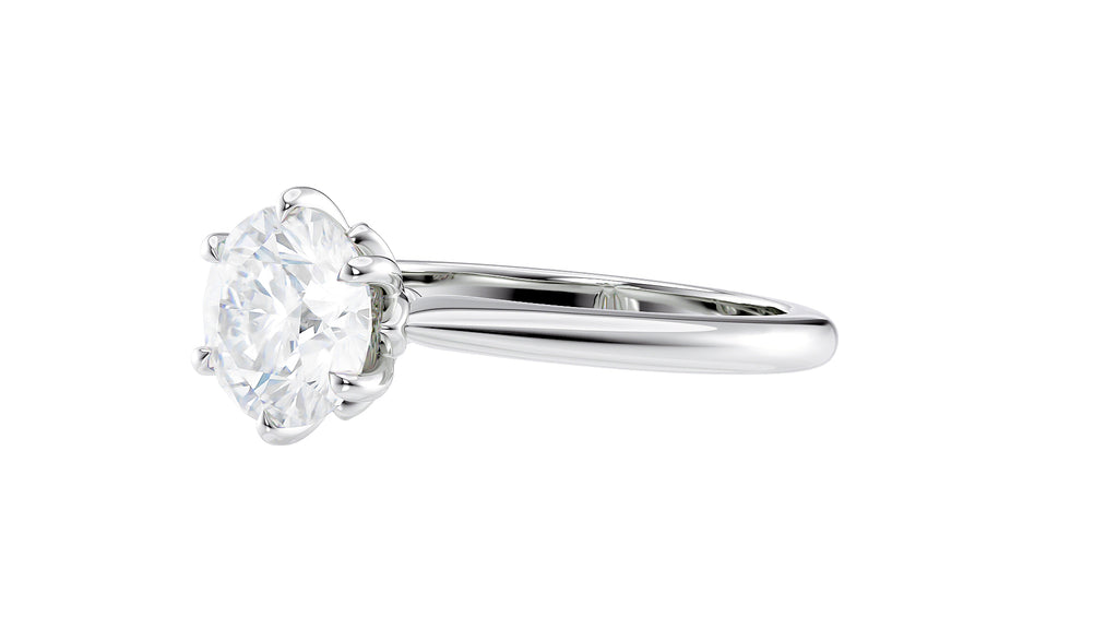 Round Solitaire 6 Claw Diamond Engagement Ring